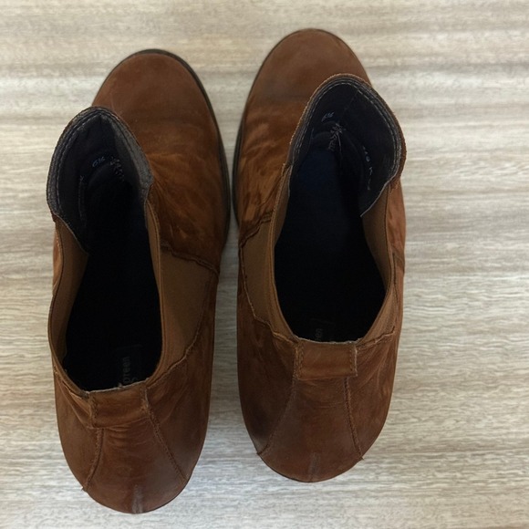 Paul Green Women Boots Brown 6.5 US 9 Suede Chelsea Ankle Block Heel Austria - Picture 2 of 13
